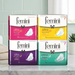 Femini Ultra Night Sanitary Pads 10 Pcs Long Length Overnight High Absorbency Medical Grade Class II Soft Breathable Standard - Product Image 2