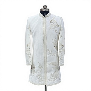 <b>Women</b> White Embroidered <b>Kurta</b> with Long Sleeves and Zip Front Indian Pakistani Ethnic Party Wear - Product Image 4