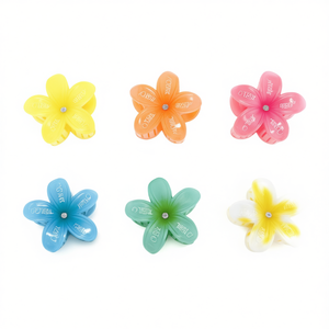 Fermaglio per capelli a forma di fiore di frangipani con strass, 8 cm, accessorio decorativo per capelli da donna con cristalli. - Product Image 2