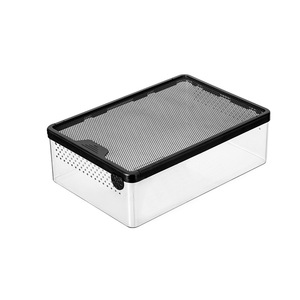 <span class=keywords><strong>Terrarium</strong></span> Transparent pour Reptiles – Boîte de Transport Respirante et Ventilée pour l'Alimentation et l'Élevage – Anti-Évasion avec Plateau en Plastique – Maisons Simples - Product Image 5