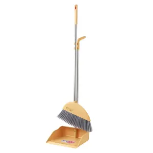 Wholesale Long Handle Eco-Friendly Household Broom Set PET PP Material With Stainless Steel Stick Dustpan For Indoor Use