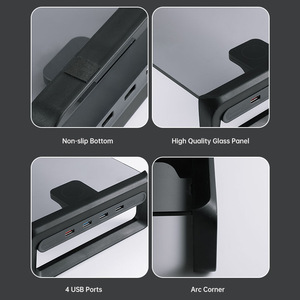2024 New Design Desktop Computer <strong>Monitor</strong> Riser Organizer USB Transparent Glass Heavy Duty <strong>Studio</strong> <strong>Monitor</strong> <strong>Stand</strong> for Desk - Product Image 4
