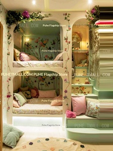 Lit de princesse <span class=keywords><strong>romantique</strong></span> français pour fille, en bois massif, multifonctionnel, avec espace de rangement, pour chambre mère-enfant, lit mezzanine - Product Image 3