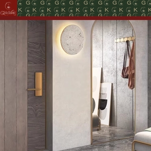 Lámpara de Pared Circular Plana de Travertino Beige Natural para Entrada, Dormitorio o Escalera, con Retroiluminación, Diseño Personalizado OEM ODM GOLDKING - Product Image 4