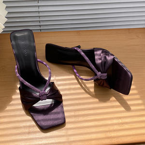 Summer Best Selling <b>Sexy</b> Light Weight Beaded Willow Forest Women's High Heel Thin Stiletto Toe Flip Flops - Product Image 5