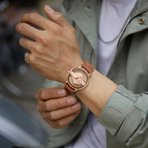TOMI T100 Hollow <b>Perspective</b> Quartz Watch | Rose Gold Case · Brown Leather Strap · Unisex Fashion · Couple Style - Product Image 2