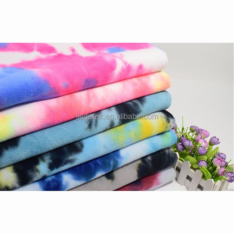 Cheap 100% Polyester Recycled Colorful Tie Dye Printed Nursery Polar Fleece Matress Fabric By The Yard