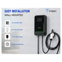 Station de recharge murale pour véhicules électriques Tpson 7KW 32A, double prise Type 1 Type 2, IP65, résistante aux intempéries, chargeur de voiture électrique pour usage commercial