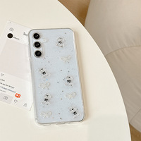 Coque de téléphone portable populaire en résine 3D avec motif ours, cœur, perle et nœud pour Samsung Galaxy S26 S25 S24 S23 Ultra A17 A37 A57 A56