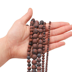 ลูกปัดหินธรรมชาติสีทองฟรอสต์ทรงกลมสำหรับทำสร้อยข้อมือ ลูกปัดหินธรรมชาติแบบกระจาย ขายส่ง อุปกรณ์ DIY - Product Image 2