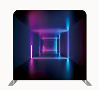 Marco de exhibición de aluminio con soporte de fondo elástico de neón reactivo a UV, impreso a medida, que brilla bajo luz negra, para fiestas