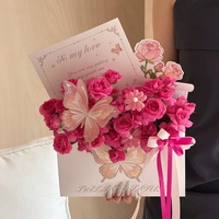 Aierflorist Coffret Cadeau 4 pièces Saint-Valentin Nouveau Style Boîte Lettre d'Amour Bouquet de Roses Papillons 3D