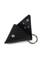 Porte-clés triangulaire en cuir personnalisé, mini portefeuille, breloque de sac avec fermeture à pression