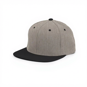 Casquette Snapback Grise à 6 Panneaux avec Visière Noire Unisexe Réglable Chapeau Décontracté Style Urbain Tissu Sergé - Product Image 1