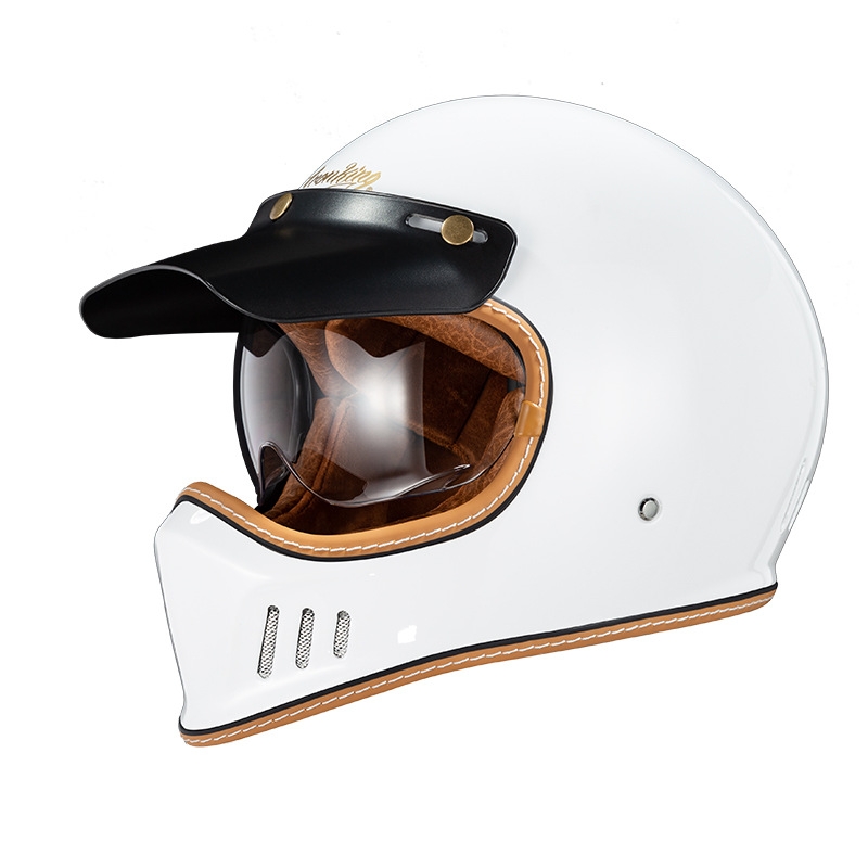 Casque blanc brillant avec visière transparente