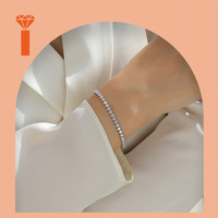 Bracelets pour femmes Hip Hop en argent S925 plaqué rhodium, style Cuban Link, entièrement pavés de moissanite ronde, avec fermoir boîte lourd, luxe glacé
