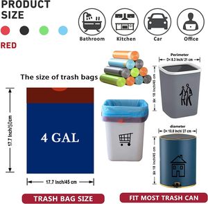<strong>Small</strong> Tear-Free Drawstring Trash <strong>Bags</strong> 8 Mic Thick 4 Gallon Unscented <strong>Garbage</strong> <strong>Bags</strong> for Bathroom Kitchen (Blue,In Stock) - Product Image 3