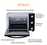Four électrique à convection multifonction avec boîtier métallique, four à pizza, four électrique, four de boulangerie électrique, 58L avec CE