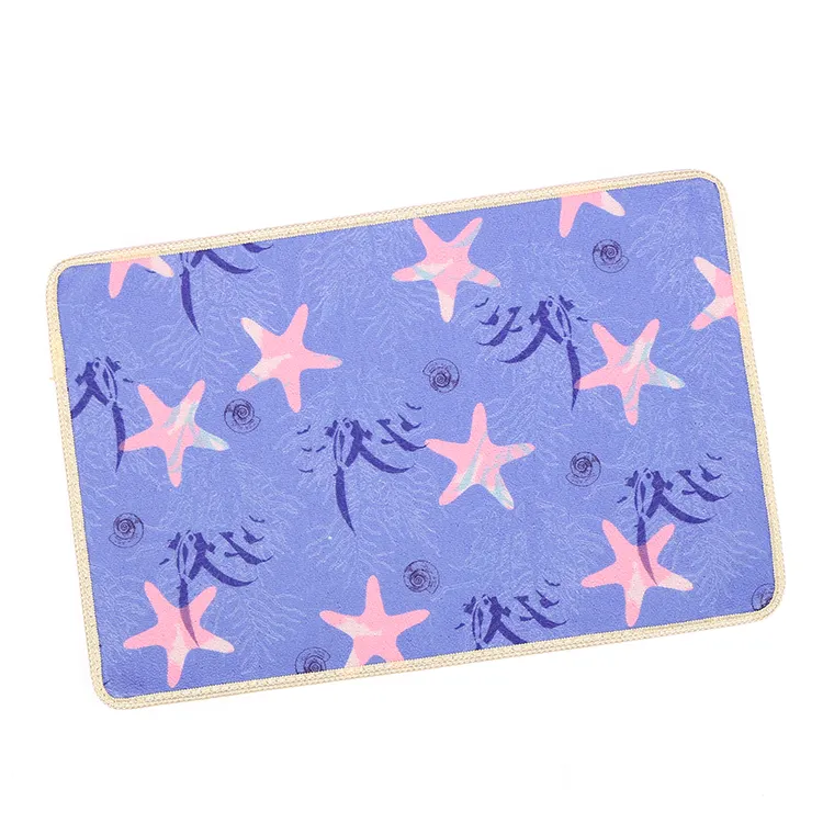 Colorful star fish Mat polyester Printed Non-slip Floor Front Door Mat Entry Welcome Mat