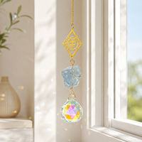 Attrape-soleil en pierre brute de Célestite naturelle, carillon éolien, harmonie Soleil-Lune, ornement suspendu, décoration intérieure, cadeau