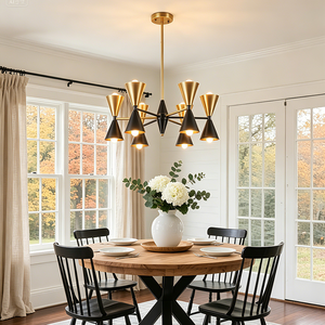 Modern 12/16 <b>Light</b> Brass Chandelier Large Sputnik Ceiling Fixture <b>Dining</b> Room Living Room Home Office Entryway - Product Image 2