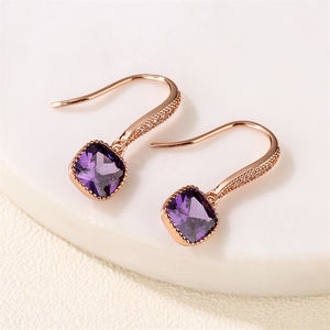 ต่างหูแฟชั่น RAKOL รุ่น EP5268 ปี 2025 ต่างหูทรงสี่เหลี่ยมประดับเพชรคิวบิกเซอร์โคเนียระยิบระยับสำหรับผู้หญิง ต่างหูเงินแท้ 925 - Product Image 1