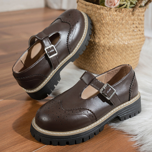 Nuove <span class=keywords><strong>Scarpe</strong></span> Mary Jane Nere da <span class=keywords><strong>Donna</strong></span> 2026 con Plateau, Tacco Grosso, Stile Brogue Traforato, Cinturino con Fibbia, <span class=keywords><strong>Scarpe</strong></span> Casual Eleganti con Suola da 4,5 cm - Product Image 6