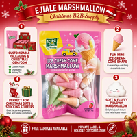Édition Noël : Cornets de crème glacée saveur fraise avec guimauves en forme mignonne, sachet de 90g, vente en gros, cadeau de fête