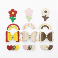 Ensemble cadeau de Noël d'accessoires pour cheveux personnalisés : Pince à cheveux, Fleur, Nœud arc-en-ciel, Accessoire de tête en cuir, Pince à cheveux mignonne en forme de nœud, Vente en gros