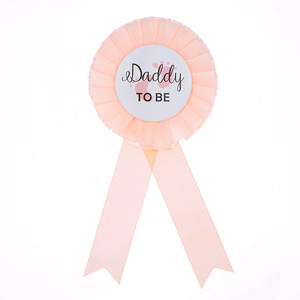 E-Magic Tissu en relief Couleur unie Polyester de haute qualité Broche de fête pour nouveau-né Papa à être Rossets pour la décoration de fête - Product Image 4