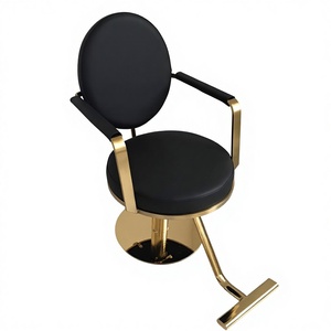 Silla de <span class=keywords><strong>Barber</strong></span>ía de Cuero Negro de Diseño Retro <span class=keywords><strong>Chic</strong></span> y Sencillo, Equipo de Salón Elegante, Accesorios Imprescindibles - Product Image 1