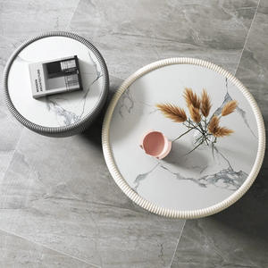 OKF table combinée ronde avec cloche contemporaine créative au design italien table basse en cuir microfibre - Product Image 3