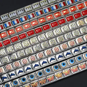 Nueva moda Loong bandera motocicleta niñas mano cadena encanto italiano eslabones ajuste 9mm pulsera Acero inoxidable joyería DIY fabricación - Product Image 6