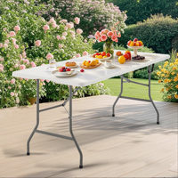 Table pliante en plastique de 6 pieds, table d'extérieur, ensemble de table à manger pour événements, meubles de jardin et mariage