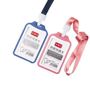 <span class=keywords><strong>Porte</strong></span>-badge en <span class=keywords><strong>PVC</strong></span> transparent double face Étui en plastique noir rigide avec clip pour cartes de crédit de bureau Exposition ou laissez-passer - Product Image 5