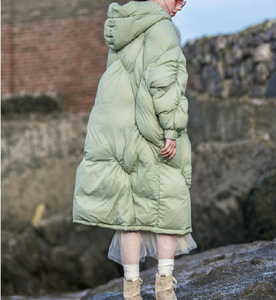 Veste <span class=keywords><strong>longue</strong></span> pour <span class=keywords><strong>femme</strong></span>, longueur aux genoux, ample, en duvet de canard, blanc, printemps 2021 - Product Image 2