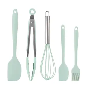 Top vente 5 pièces Silicone antiadhésif en caoutchouc spatule silicone gâteau grattoir bêche ensemble résistant à la chaleur cuisine outils de cuisson