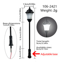 Lampu Jalan LED Miniatur Skala HO 1:87 untuk Tata Letak Kereta Api, Diorama Meja Pasir, Aksesori Pemandangan DIY