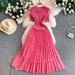 Vestido de Mujer al por Mayor Barato 2026, Vestido Elegante de Alta Gama con Cuello en V y Flores 3D, <span class=keywords><strong>Vestidos</strong></span> Plisados Casuales para Invitadas de <span class=keywords><strong>Boda</strong></span> - Product Image 3