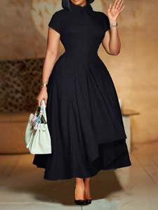Abiti Estivi Alla Moda Personalizzati per Feste, Vestiti Eleganti Africani da <span class=keywords><strong>Donna</strong></span> con Collo a <span class=keywords><strong>Polo</strong></span>, Manica Corta e Vita Alta - Product Image 6