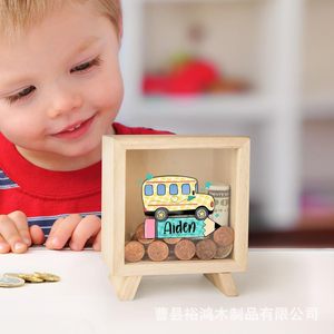 Tirelire en bois transfrontalière, boîte à monnaie et à pièces, boîte d'épargne pour la gestion financière des enfants - Product Image 2