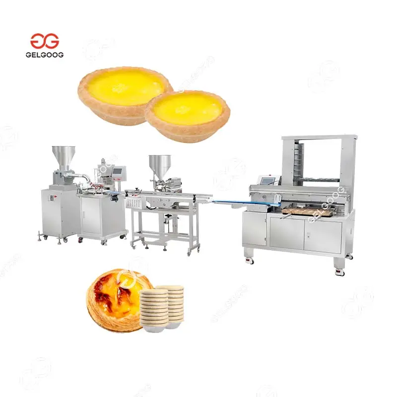 خط إنتاج فطيرة تجارية لصنع الجلد والجبن في الدقيقة ، خط إنتاج تارت البيض البرتغالية ، ماكينة ضغط قشرة تارت البيض