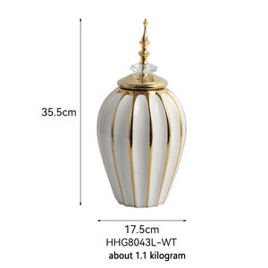 جرة زنجبيل عصرية من الذهب الأبيض وزهرية زهور من السيراميك ، ديكور منزلي لحفلات الزفاف ، أواني زهور لأثاث غرفة المعيشة - Product Image 6