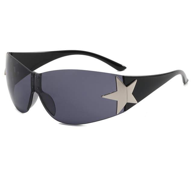 Superhot Eyewear 28761 Fashion 2023 Sun Glasses Oversized Rimless Shield Y2K Star Sunglasses