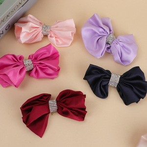 Pinzas para el Cabello con Lazo de Satén Extra Grande Estilo Francés con Diamantes de Imitación, Accesorios Casuales para el Cabello - Product Image 3