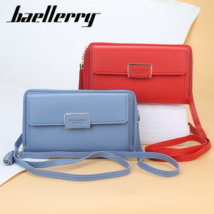 กระเป๋าสตางค์ใบยาวสำหรับผู้หญิงแบรนด์ Baellerry ทำจากหนัง PU พร้อมซิปและสายสะพาย สีชมพู - Product Image 3