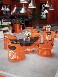 Juego de <span class=keywords><strong>Mesa</strong></span> y Taburetes de <span class=keywords><strong>Barril</strong></span> de Metal con Diseño Retro Industrial para Restaurante, Muebles de <span class=keywords><strong>Barril</strong></span> con Logotipo Personalizado para Cafetería y Bar - Product Image 2