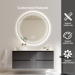 Espejo LED Redondo con Marco Blanco Mate Integrado para Baño, Espejo Inteligente Antivaho con Música y Función de Atenuación - Product Image 4