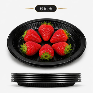 Plato redondo de plástico PP negro de 6 pulgadas, apto para alimentos, para servir en restaurantes, bodas, fiestas, picnics y banquetes. - Product Image 1