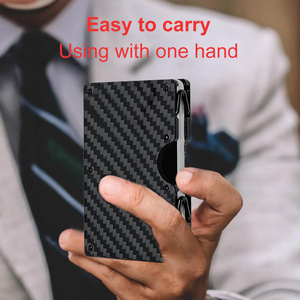 Portafoglio Sottile Minimalista per Uomo con Blocco RFID, Porta Carte in Metallo Leggero per Tasca Frontale, Portafoglio in Fibra di Carbonio con Fermasoldi - Product Image 6